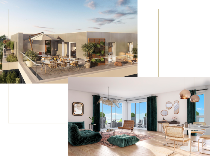 Vue de la résidence La Belle Échappée à Arras, montrant l'architecture moderne et l'intérieur lumineux